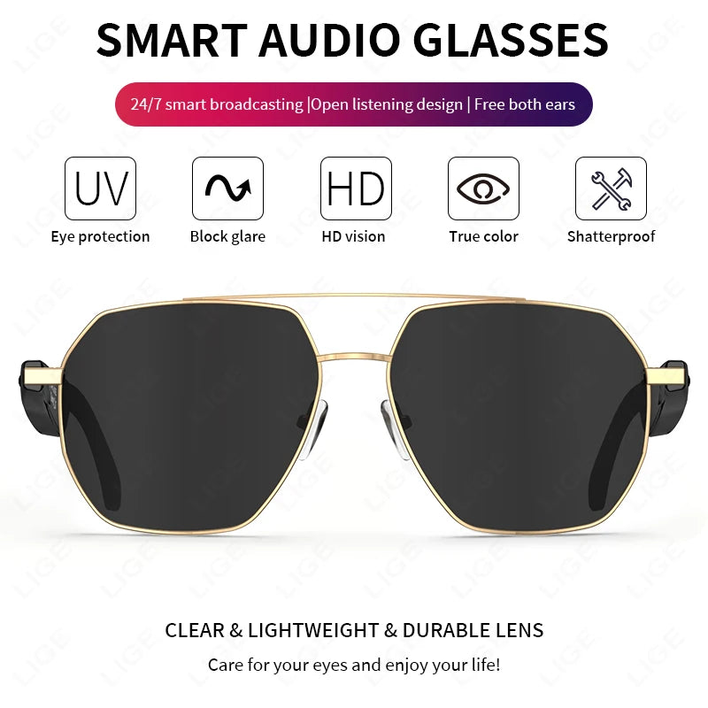 Okulary AI Translation - Bluetooth, Sunglasses, Anti-Blue Light, Polaryzacja, Wodoodporne
