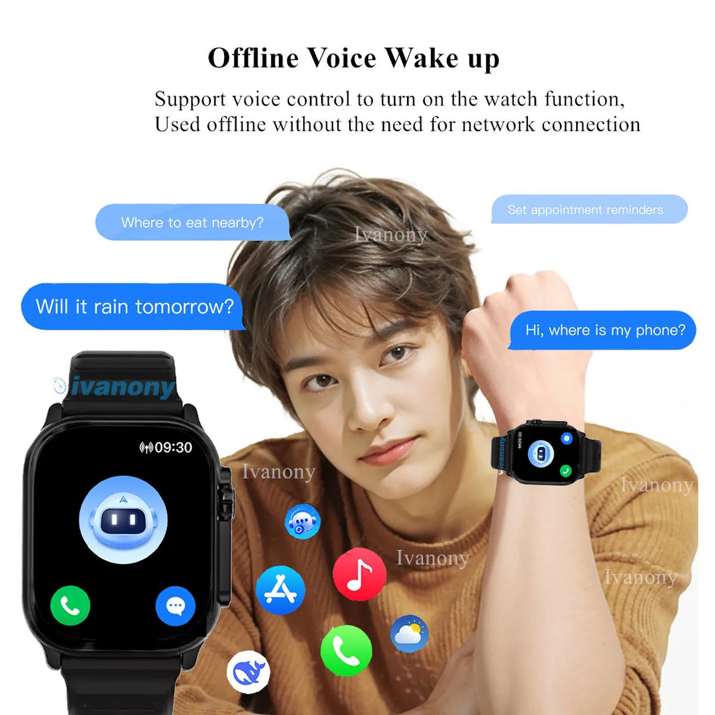 Ivanony Smart Watch HK11 ULTRA 3 2.02inch Amoled Screen Bluetooth Network Sharing AI Robot Offline Voice Wake Up Smartwatch 2025