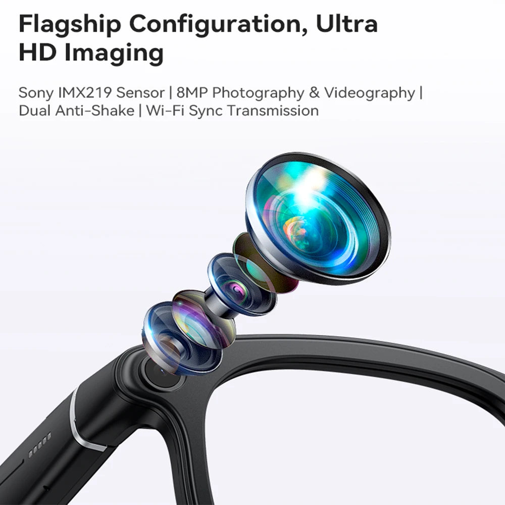 2026 New AI Smart Glasses 8MP Anti-shake Camera 1200P Video Recording Real-time Translation Music BT Call Sunglasses Men Women