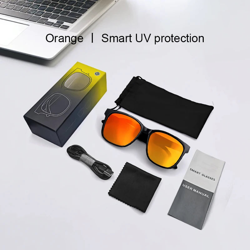GS08 Smart Glasses with AI Assistant, Music/Calls, Noise Reduction, Anti-Blue Light, UV400, BT TWS for Men & Women