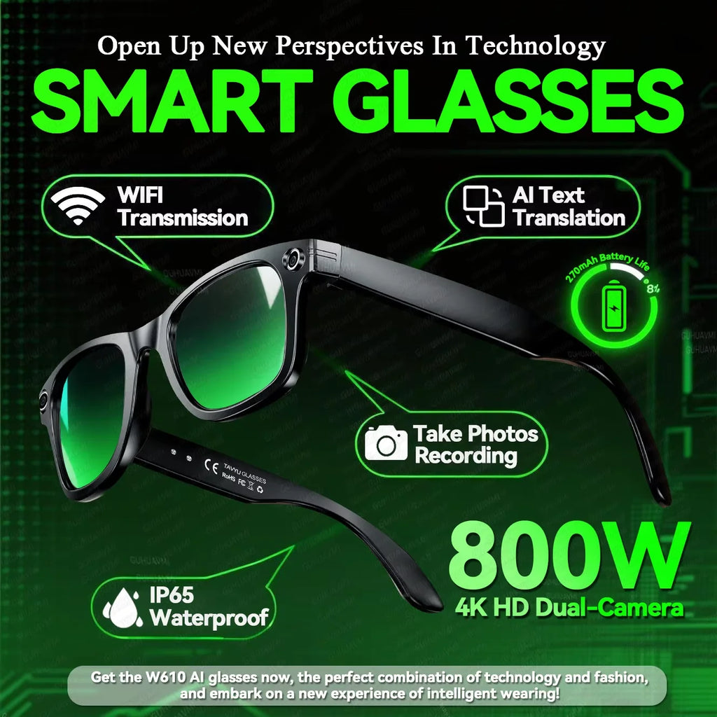 2026 Inteligentne okulary Mężczyźni 8MP Kamera WiFi Bluetooth Sterowanie dotykowe IP67 Wodoodporne tłumaczenie AI Redukcja szumów Okulary AI Kobiety