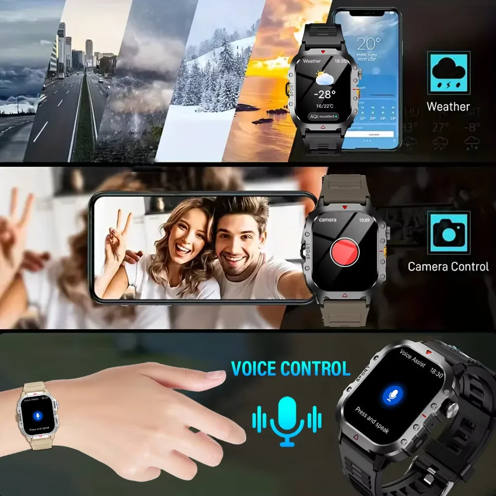 Smartwatch Sportowy KESHUYOU - 2.01" HD, Latarka LED, Bluetooth, Rozmowy