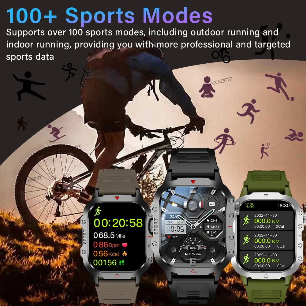 Smartwatch Sportowy KESHUYOU - 2.01" HD, Latarka LED, Bluetooth, Rozmowy