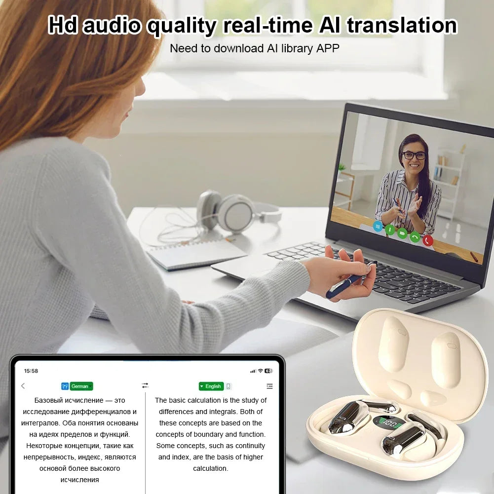 Słuchawki Translator 3w1 - 144 Języki, Bluetooth 5.3, Redukcja Szumów, Real Time