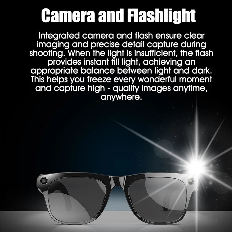 LIGE Smart AI Camera Glasses Take Photos Video With HD Camera AI Translation Object Recognition Bluetooth Call Music Sunglasses