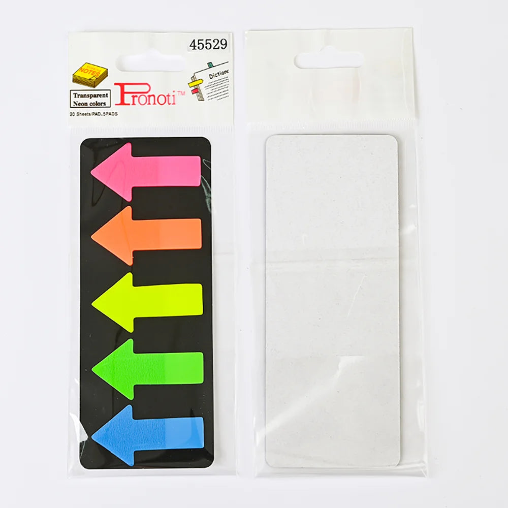 Arrow Neon Index Tabs Self-Adhesive Sticky Notes for Page Marking Waterproof Writable Sticky Note Stickers School Notebooks
