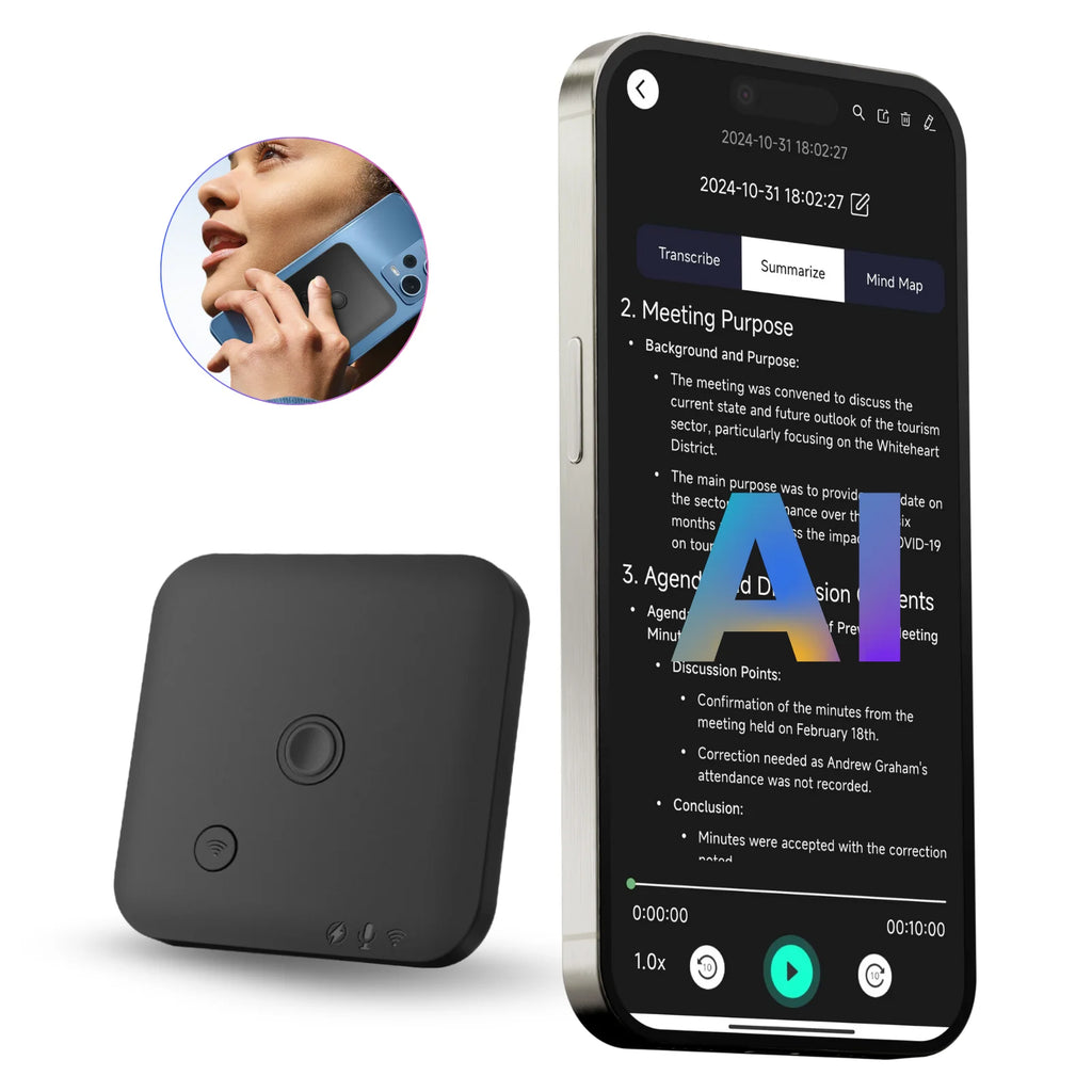 Dyktafon AI z Transkrypcją - Voice Recorder Speech-to-Text Nagrywanie Rozmów