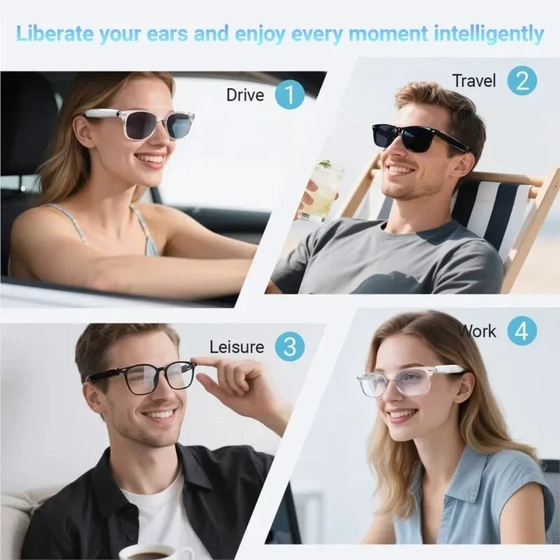 6K AI Smart Glasses Multifunctional Camera Bluetooth Call Voice Assistant Music Player Translate Photochromic HD Glasses