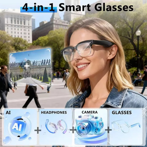 2026 New AI Smart Glasses 800W Ultra-Wide HD 4K Camera Video Recording 4GB AI Photo Recognition Bluetooth Call Translation Voice