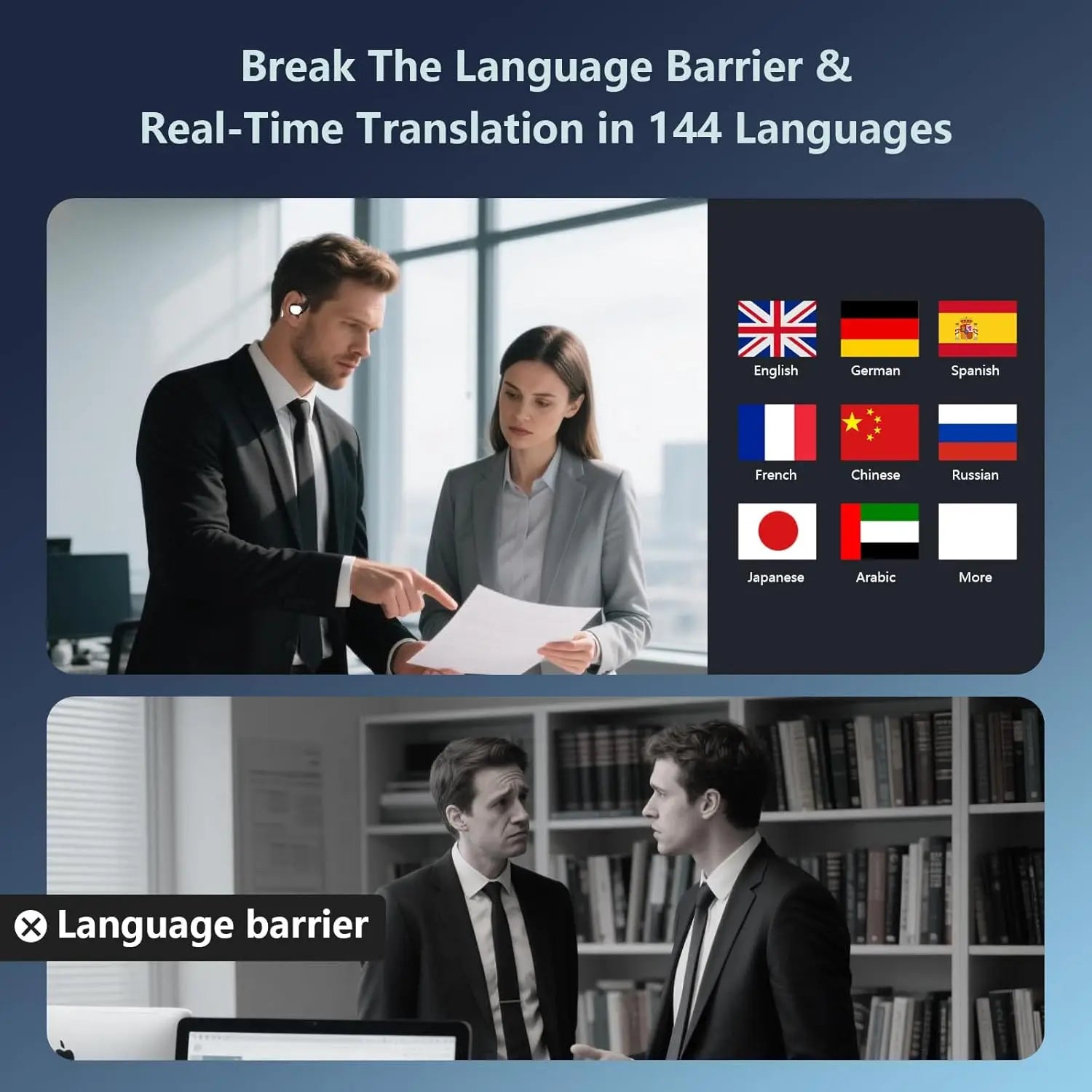 AI Language Translation Earbuds Real Time, Audifonos Traductores Inglés Español, 144 Languages & Accents Translating Headphones
