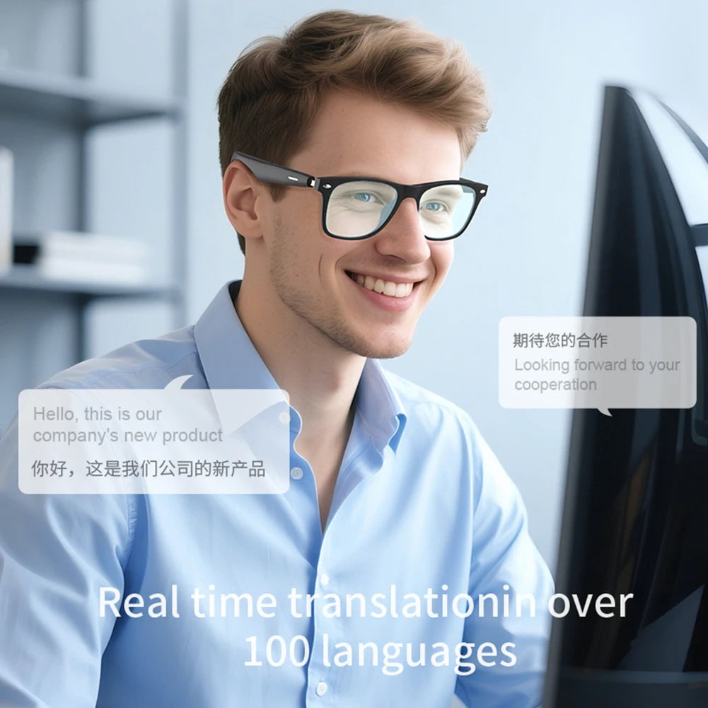 AI Intelligent Translation Glasses Smart Glasses Anti Glare Wireless Headset Sunglasses Sports Driving Sunglasses for Men Women