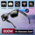 2026 AI Smart Glasses Camera 800K Video Recording EIS 100+Language Translation Mens Sunglasses Bluetooth Call Music 260mAh Woman