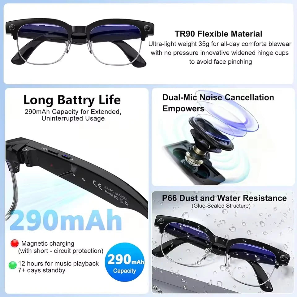 2026 New AI Smart Glasses 800W Ultra-Wide HD 4K Camera Video Recording 4GB AI Photo Recognition Bluetooth Call Translation Voice