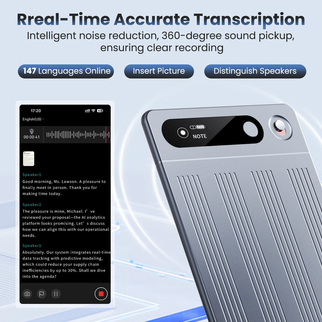 AI Voice Recorder with App Control Utilizing Advanced AI for Transcription And Summarization Portable Audio Recording Device
