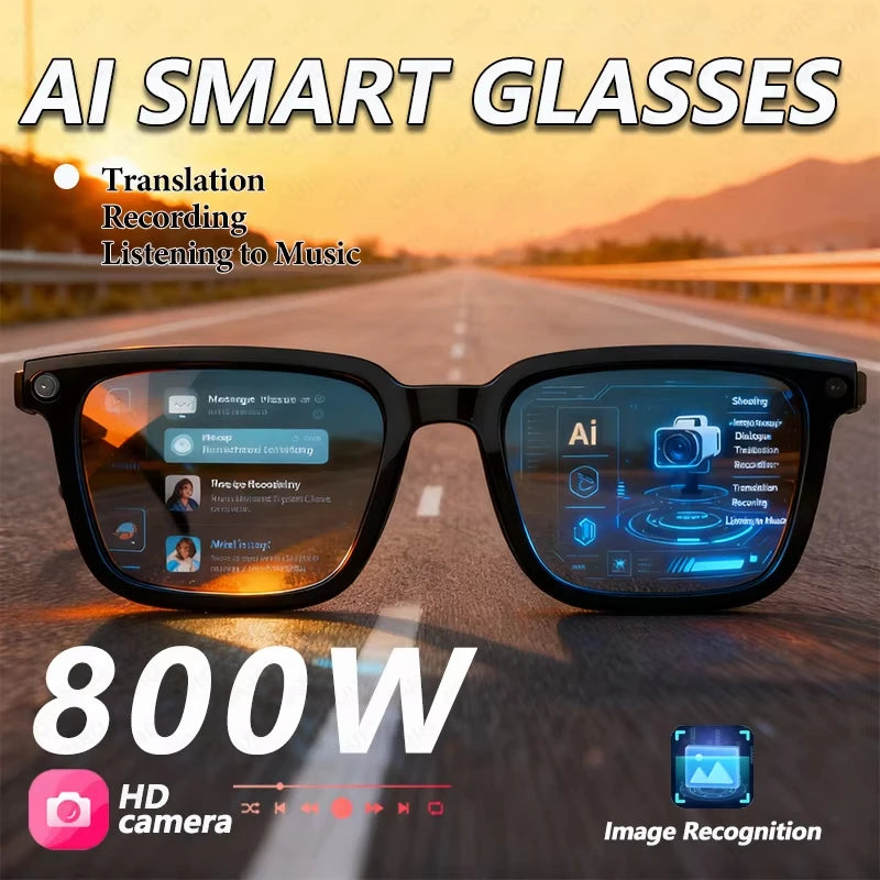 Okulary AI 2026 New - Kamera 8MP, Tłumaczenie, Nagrywanie 4K, Konwersacja, Muzyka