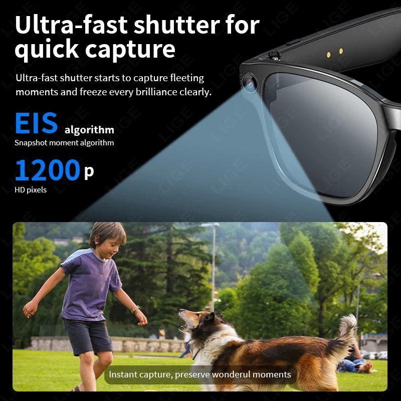 New AI Smart Glasses 800W Camera WIFI+Bluetooth Real-time Transmission Sunglasses Touch Control Video Record Glasses Android IOS