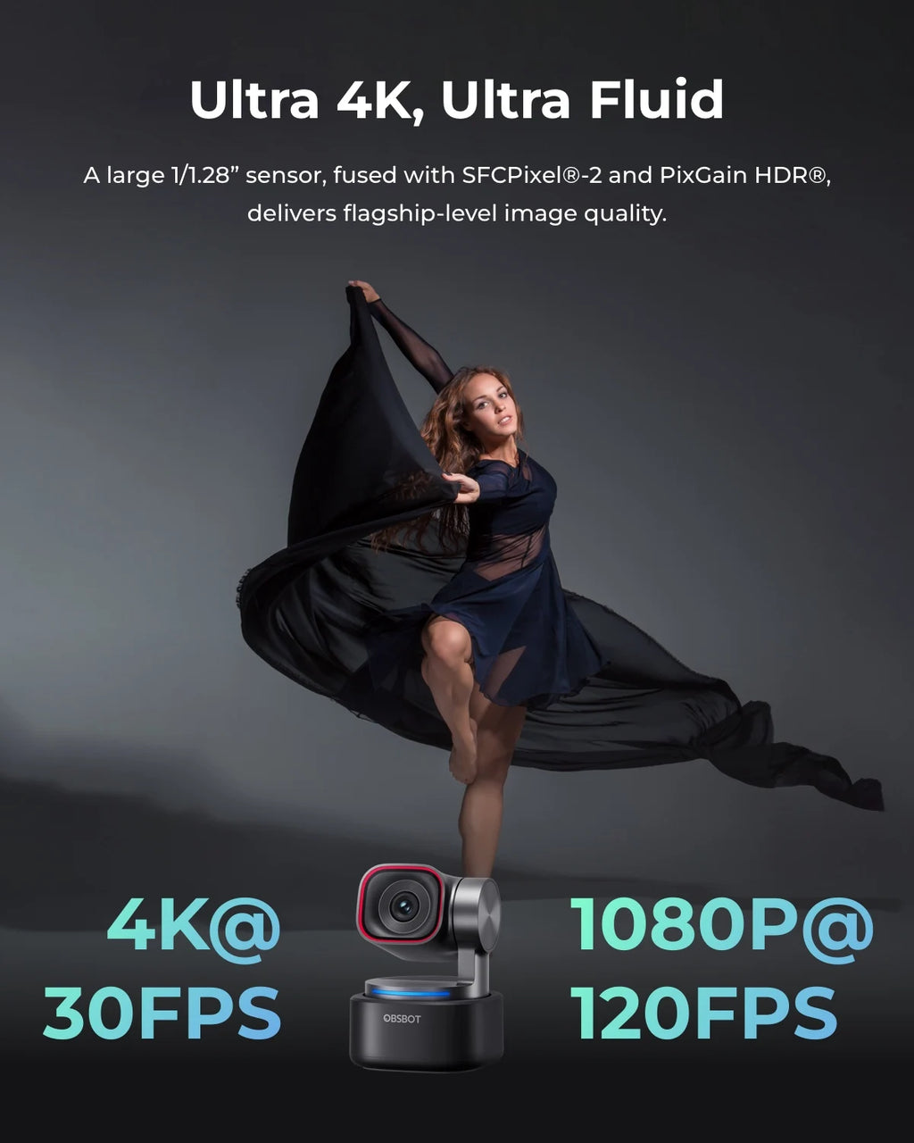 Kamera OBSBOT Tiny 3 AI - Webcam 4K z Spatial Audio i Tracking