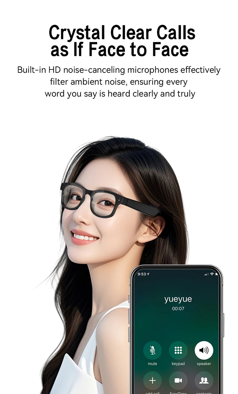 800W Smart AI glasses camera Bluetooth video recording calling AI translation music control ChatGPT Long Battery Life Glasses