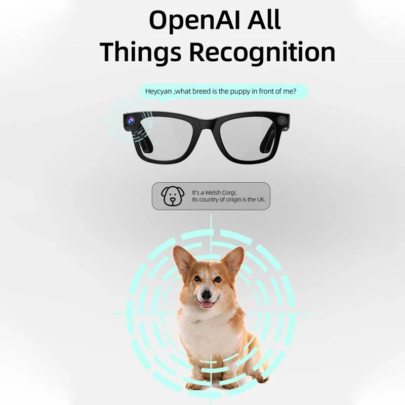 Okulary AI 4K Smart 2026 - Kamera 800W, Tłumaczenie, Wodoodporne, Bluetooth