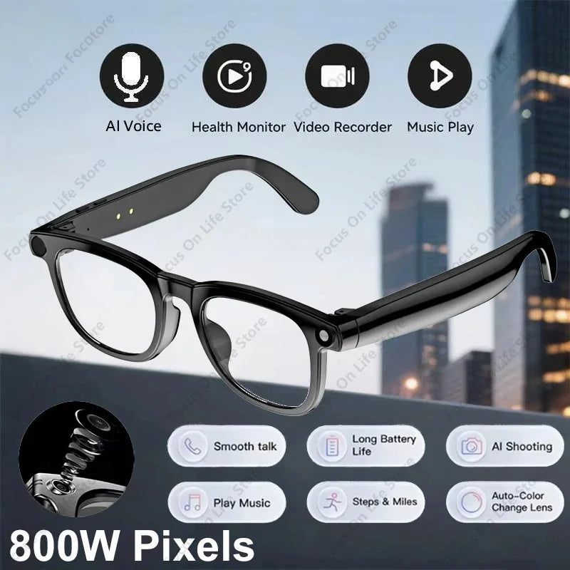 Okulary AI Smart 800W - Kamera HD, Tłumaczenie, Chat GPT, Wodoodporne