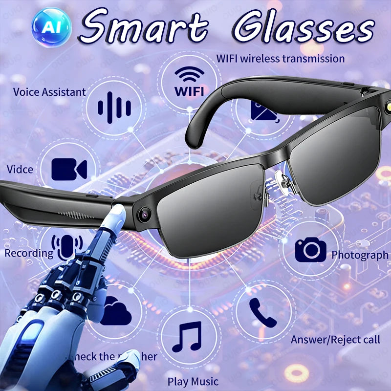 Okulary AI New - Kamera 8MP HD, Rozpoznawanie Obiektów, Anti-Shake, Asystent