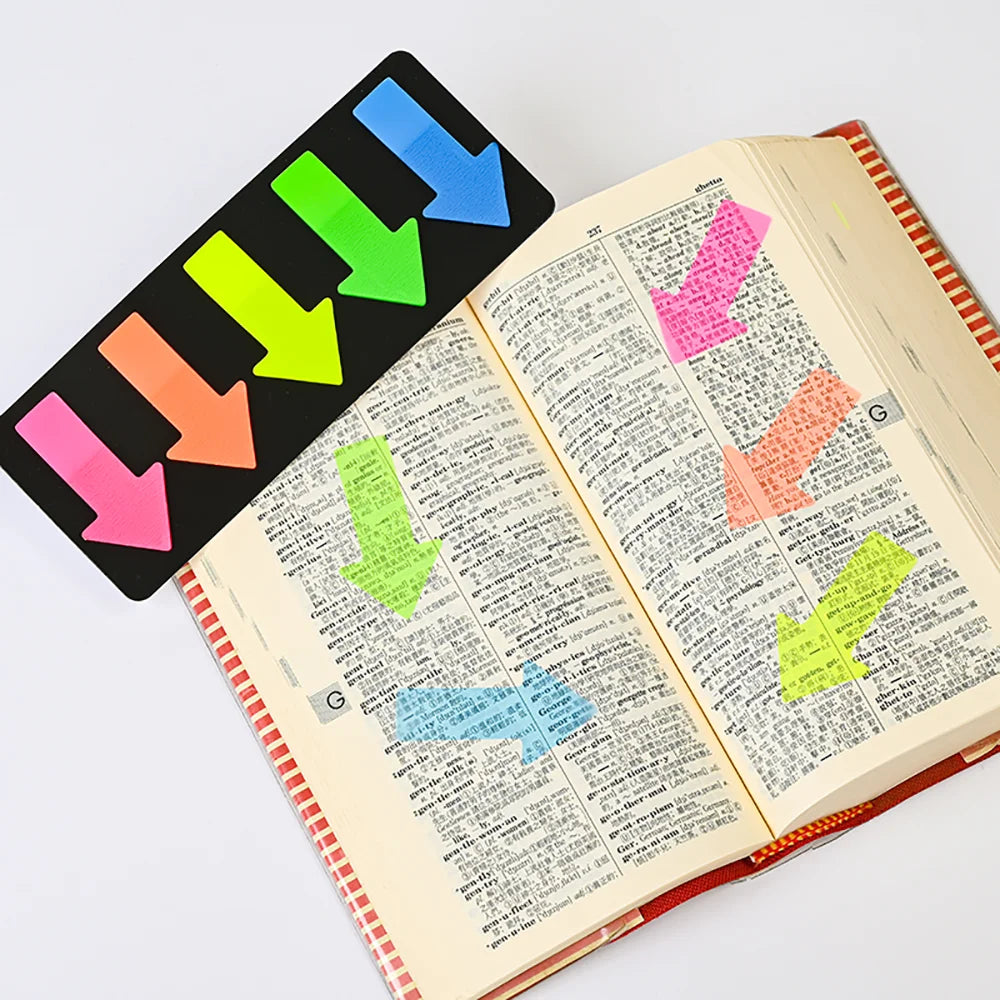 Arrow Neon Index Tabs Self-Adhesive Sticky Notes for Page Marking Waterproof Writable Sticky Note Stickers School Notebooks