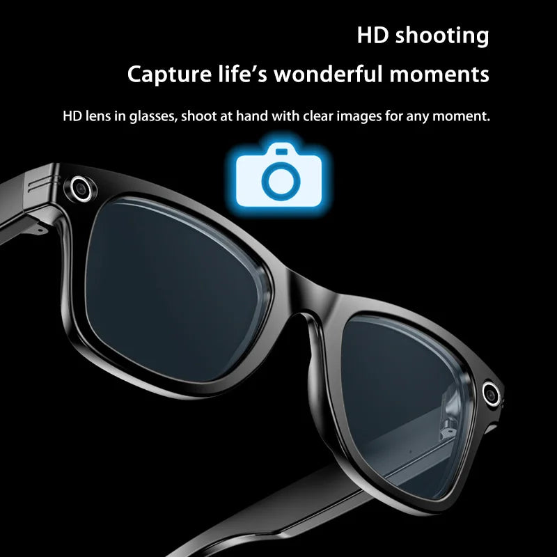 AI Smart Glasses With Camera Photo Sense Bluetooth Music Call Intelligent Recording IP65 Waterproof Bluetooth Glasses  VIDEO
