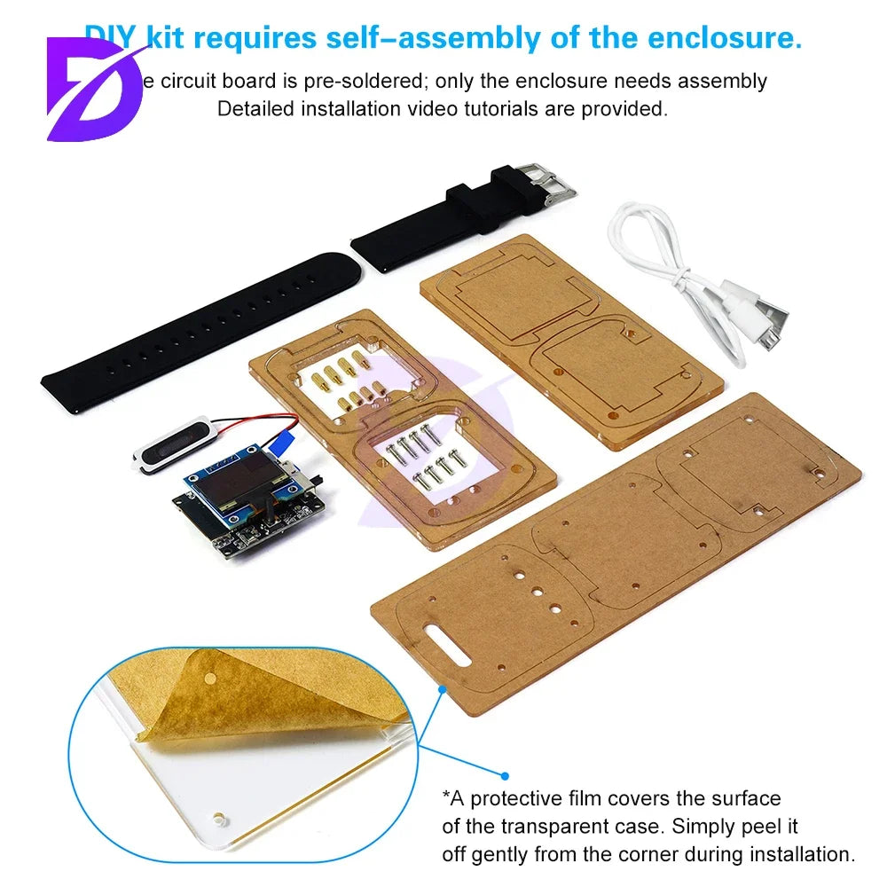 Zestaw DIY ESP32S3 - Inteligentny Zegarek Głosowy AI do Samodzielnego Montażu