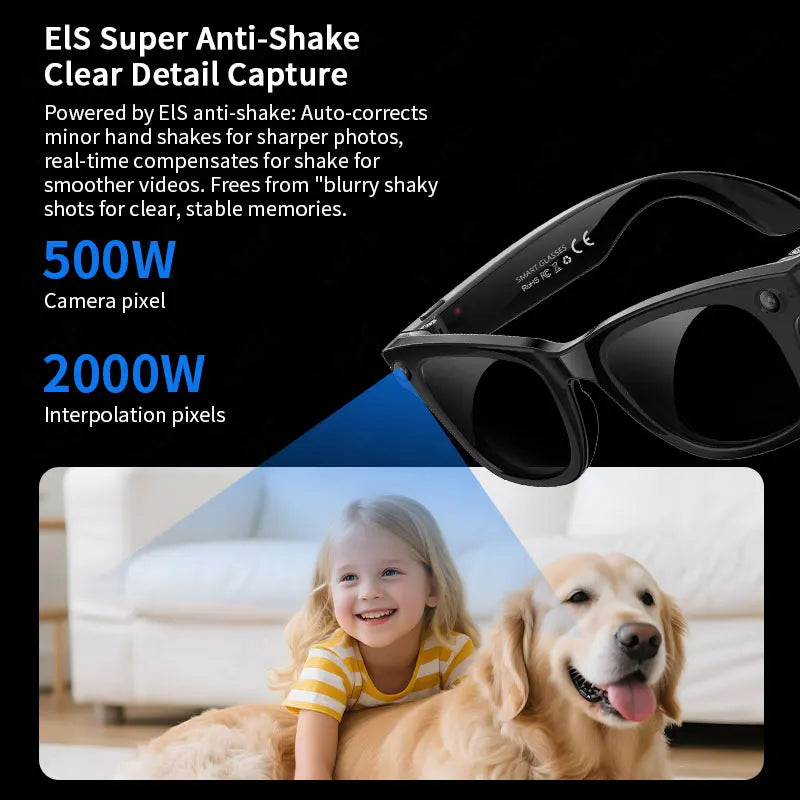 AI Smart Glasses 5 Million Pixels Recording Videos Photo Recognition Answer Translation 290mAh IP66 Waterproof Bluetooth Glasses