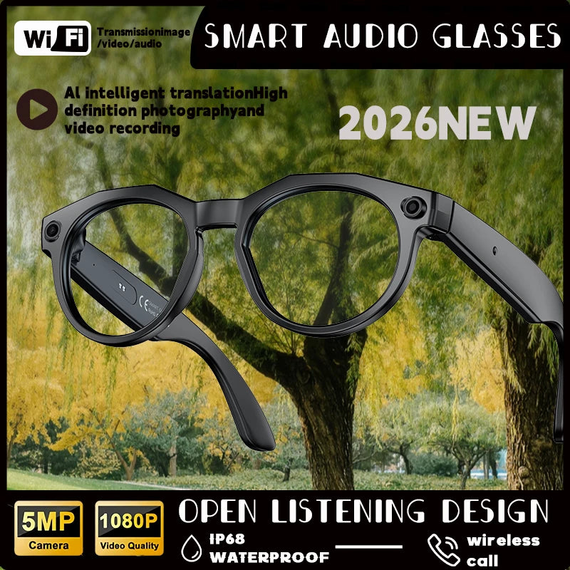 2026 AI Smart Glasses 4K HD Video 800MP Camera WiFi Transfer 4GB Chat GPT Voice Assistant BT Call AI Photo Recognition Sunglasse