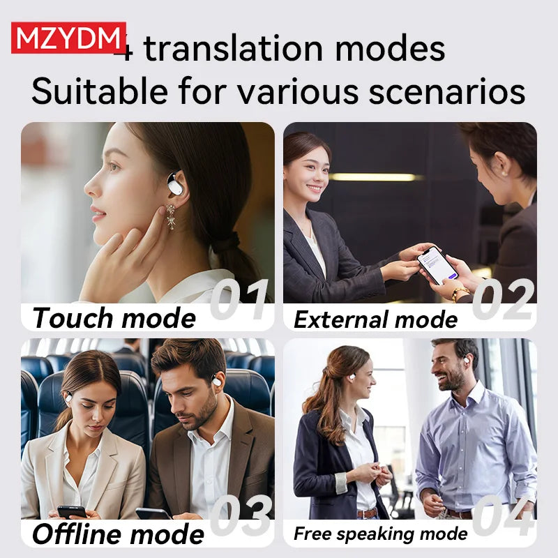 Słuchawki 3w1 AI Translator - 144 Języki, Bluetooth 5.4, Redukcja Szumów