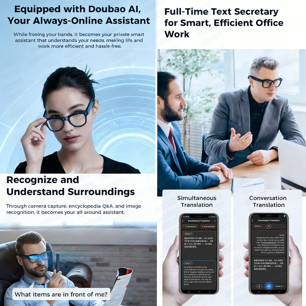 New AI Smart Glasses with 8MP Camera, 4K Video & HD Photo Bluetooth Audio , Real-Time Translation Noise-Cancel Calls Music 2026