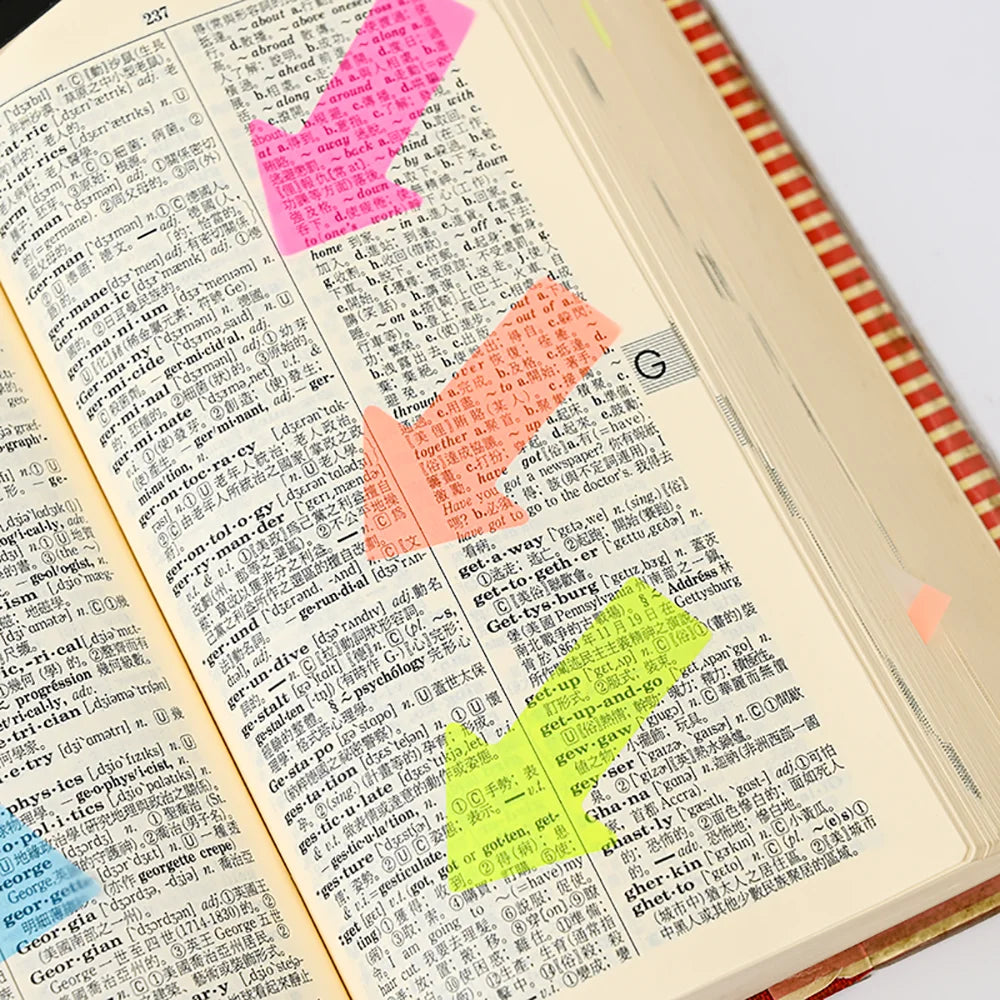 Arrow Neon Index Tabs Self-Adhesive Sticky Notes for Page Marking Waterproof Writable Sticky Note Stickers School Notebooks