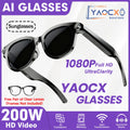 AI Smart Glasses 2026 with 200W HD Camera, 1080P Translation, AI Voice Assistant, Music Playback & LED Flashlight for Men and Wo