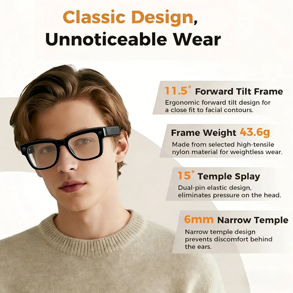 AI Intelligent Camera Glasses 4K HD Smart Glasses Camera Video Recording and Taking Photos, Translation,Assistant Conversation