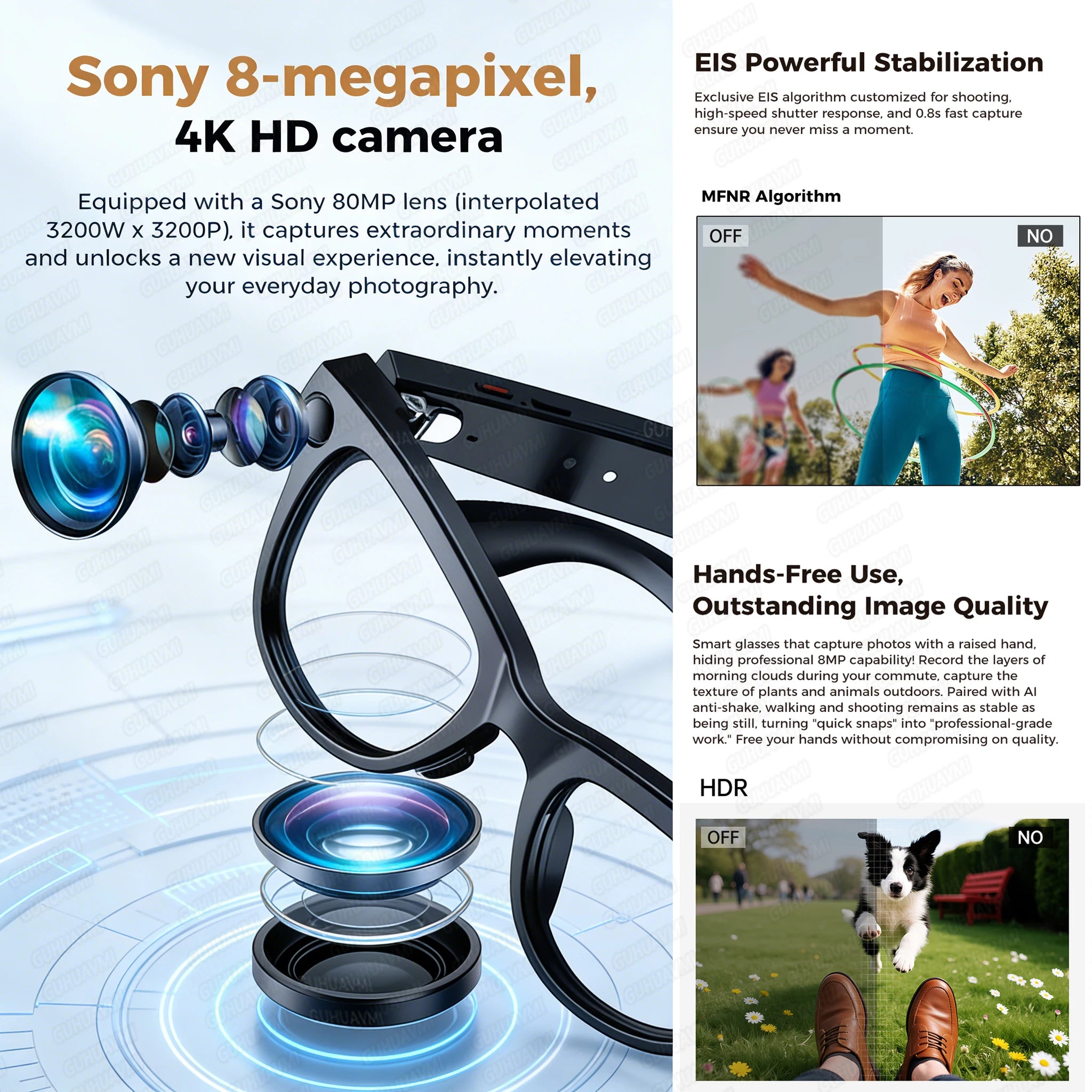 New AI Smart Glasses with 8MP Camera, 4K Video & HD Photo Bluetooth Audio , Real-Time Translation Noise-Cancel Calls Music 2026