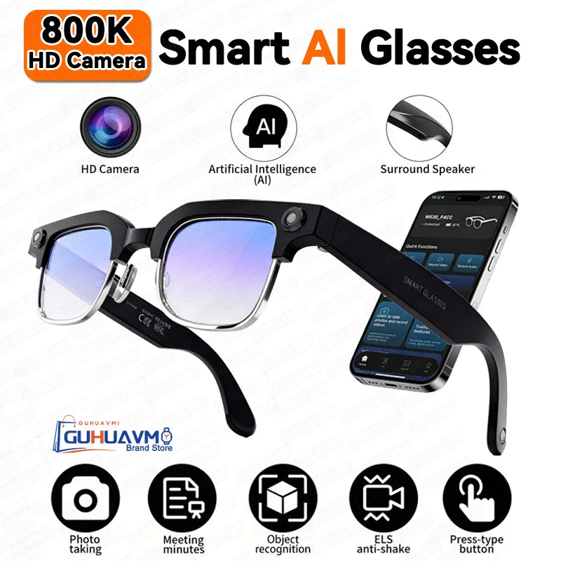 Okulary AI 2026 New - Kamera 8MP HD, Zdjęcia Wideo, WiFi, Sunglasses, Muzyka