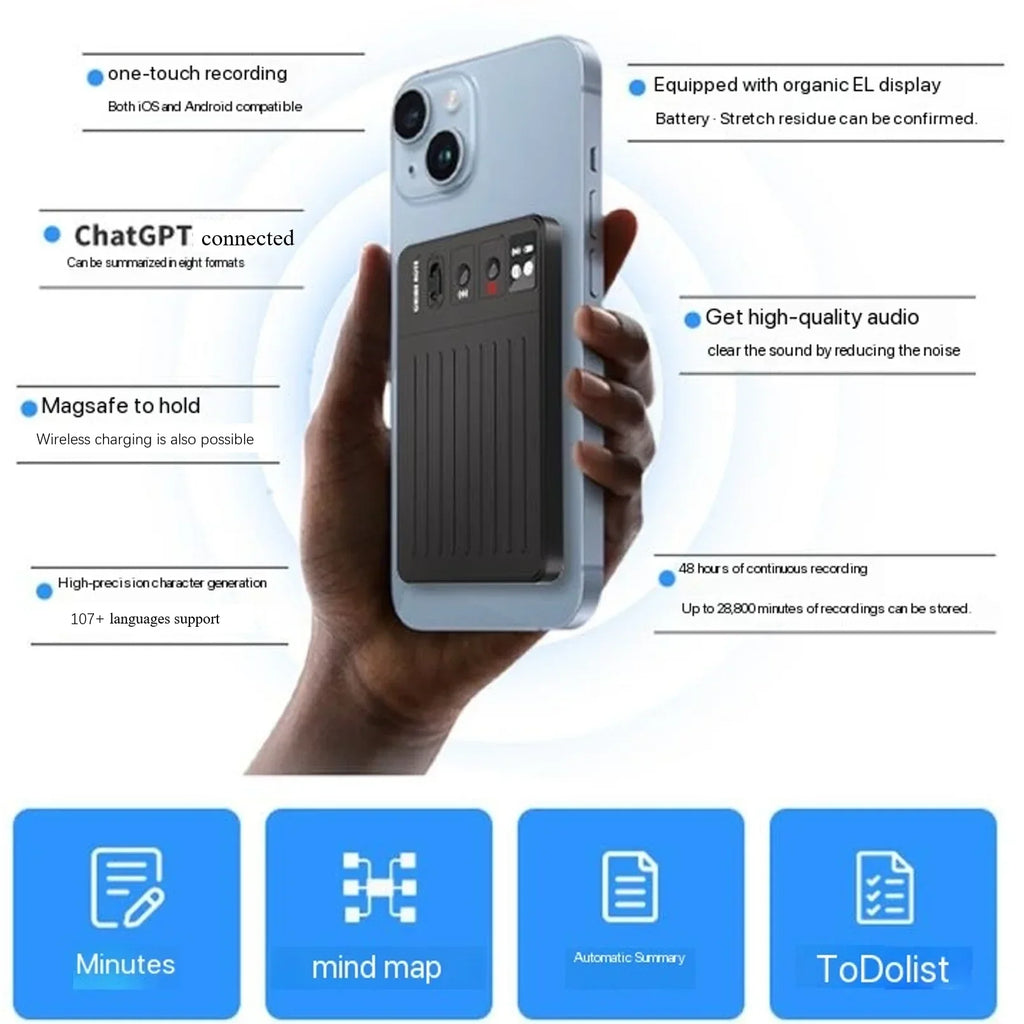 ChatGPT-4 AI Powered  Mini Voice Note Recorder Realtime Translator Device Phone Charging  Free Translator Intelligent