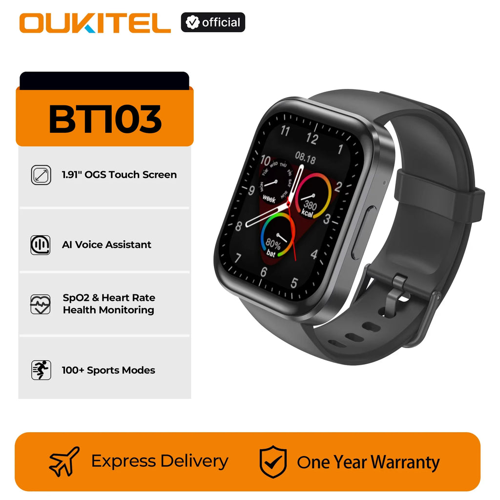Smartwatch OUKITEL BT103 - Wytrzymały Zegarek Outdoor z Bluetooth