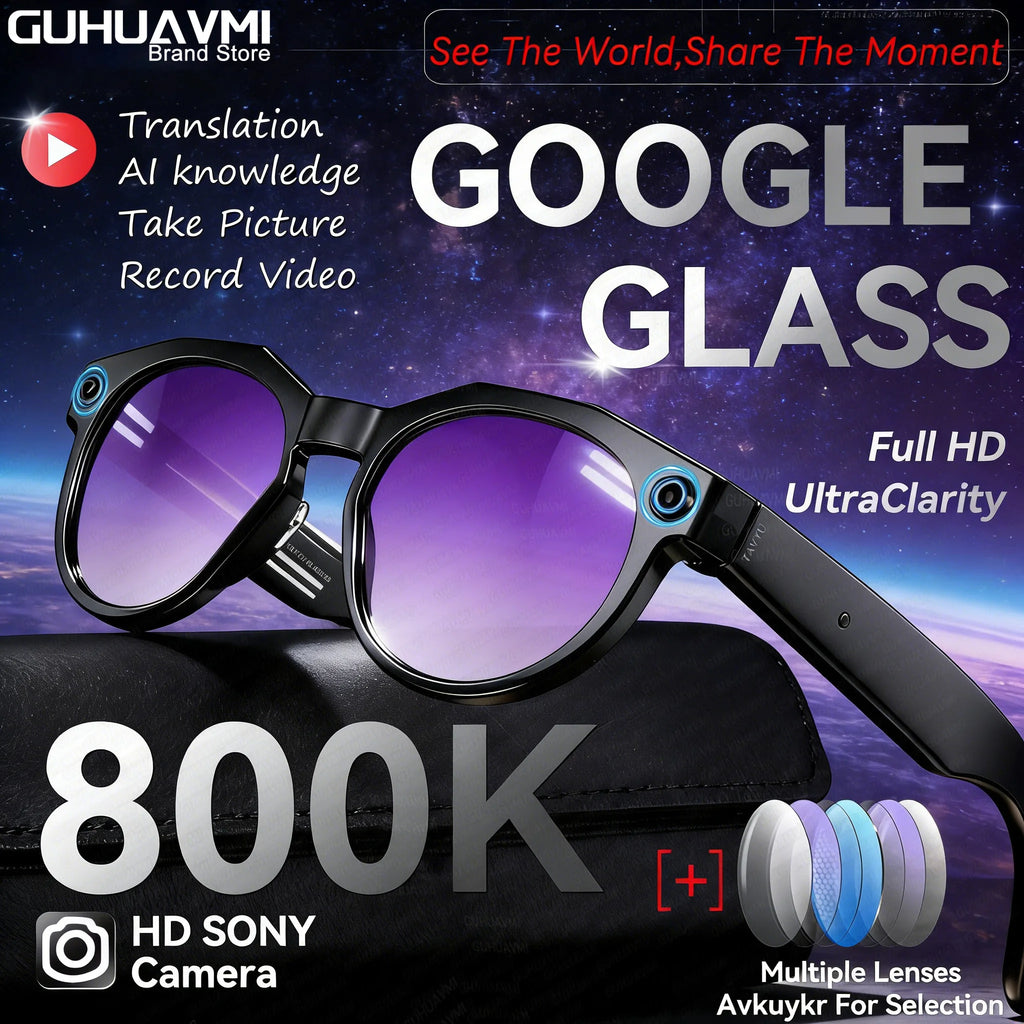 2026 New AI Smart Glasses 8MP Camera HD Video Recording Voice Translator Bluetooth 5.3 Audio Sunglasses WiFi Transfer ENC Call