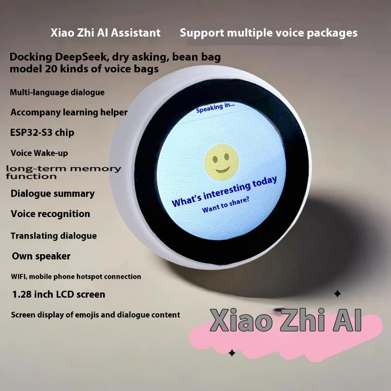XiaoZhi AI-ESP32 Smart WiFi AI Companion Robot with 1.28" Screen - Voice Assistant & Emotional Interaction for Easy Home Chat