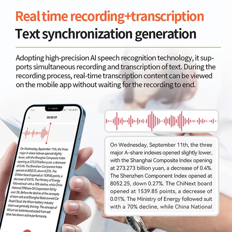 8-128GB AI Voice Recorder Real-Time Transcription Meeting Recording AI Notetaking Device 256G Mini Keychain Audio Dictaphone