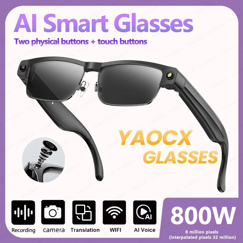 Okulary AI New - Kamera 8MP HD, Rozpoznawanie Obiektów, Anti-Shake, Asystent