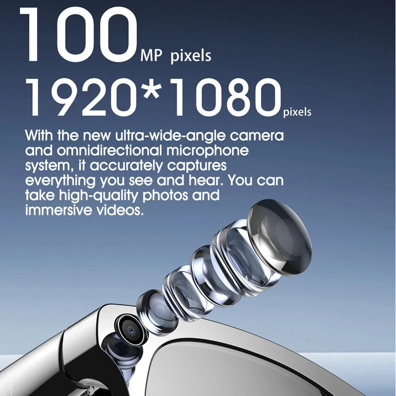 Okulary AI 1080 GPT - Kamera 100MP, Chat, Bluetooth, Asystent Muzyka, Tłumaczenie
