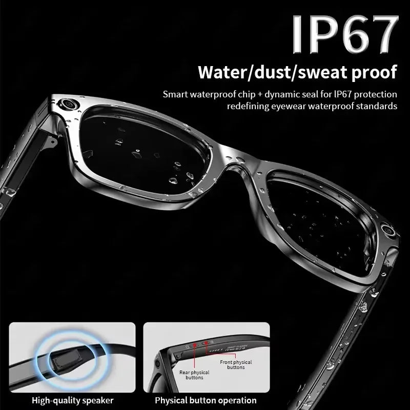 2026 Inteligentne okulary Mężczyźni 8MP Kamera WiFi Bluetooth Sterowanie dotykowe IP67 Wodoodporne tłumaczenie AI Redukcja szumów Okulary AI Kobiety