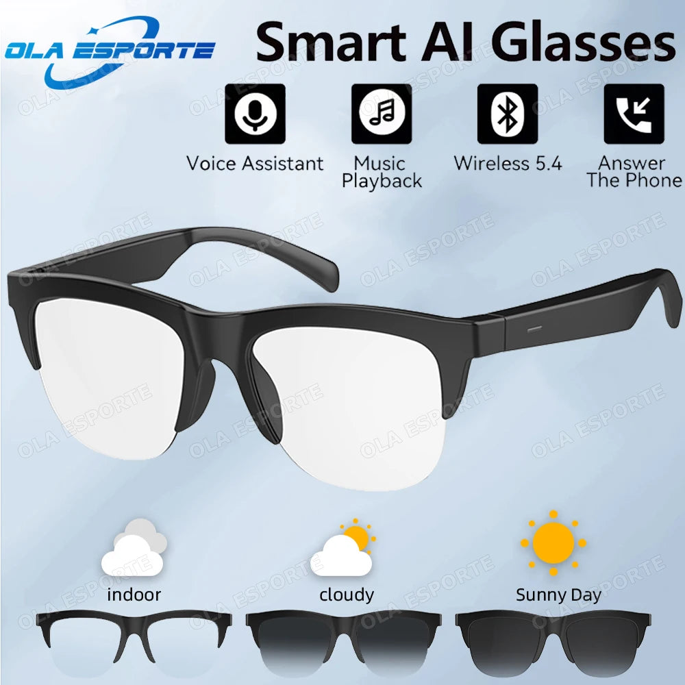 AI Glasses Men Women Smart Glasses Color-Changing Lenses High-Definition Voice Calls Hi-Fi Music Quality Open-ear Audio Glasses