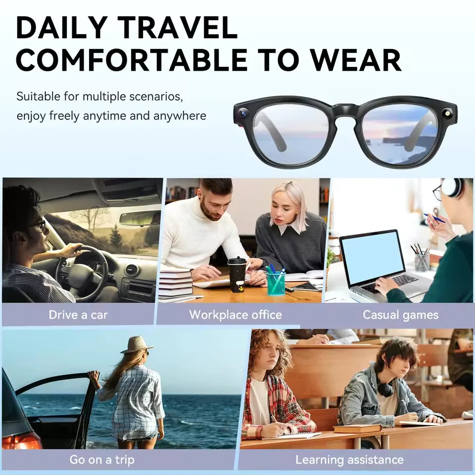 2026 New AI Smart Glasses 8MP Camera HD Video Recording Voice Translator Bluetooth 5.3 Audio Sunglasses WiFi Transfer ENC Call