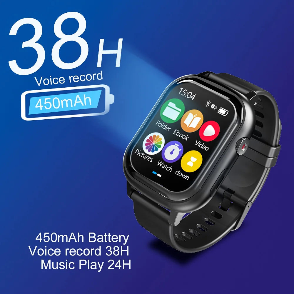 V82 Watch AI Touchable Voice Recorder AI Translation Summarization Real-Time Multilingual Blue Tooth Connect to App Large Screen