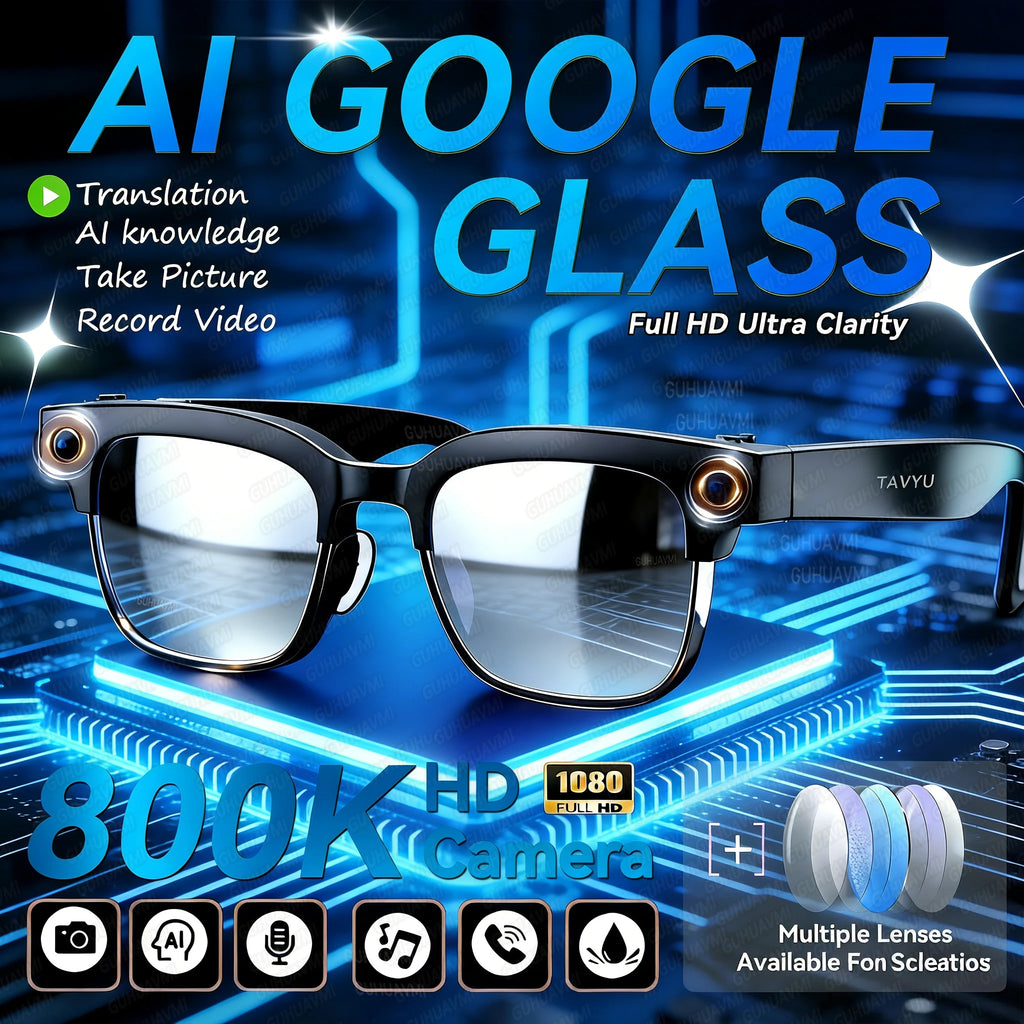 Okulary AI 2026 New - Kamera 8MP HD, Zdjęcia Wideo, WiFi, Sunglasses, Muzyka
