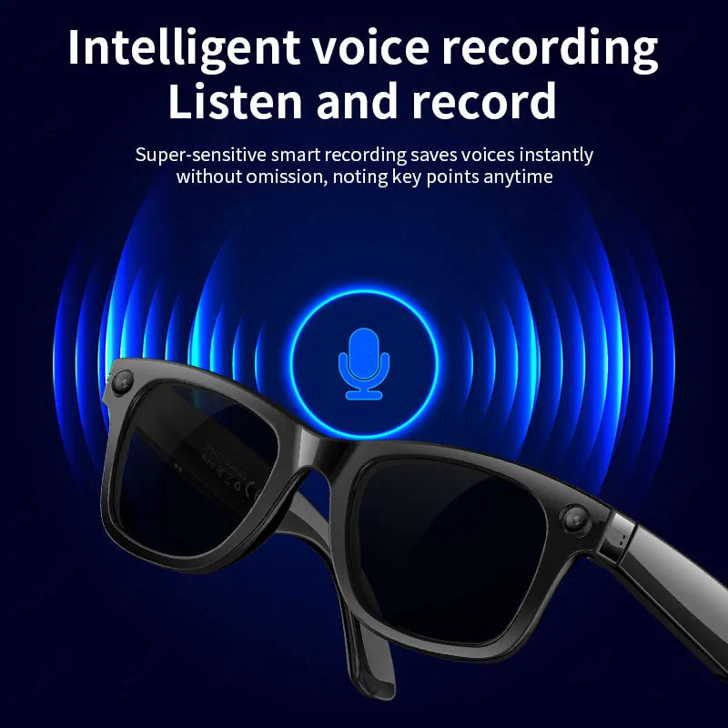 AI Smart Glasses 5 Million Pixels Recording Videos Photo Recognition Answer Translation 290mAh IP66 Waterproof Bluetooth Glasses
